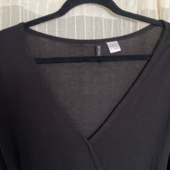 H&M Black Wrap Midi Dress, Size 14 - Picture 4 of 7